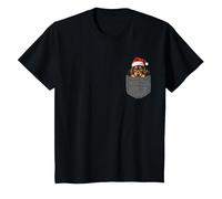 Dackel Pocket Hunde Weihnachts T-Shirt, Kinder, Schwarz, 152