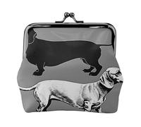 Dackel - Print Damen Kompakte Münzbörse mit Schloss Wasserdicht für Reisegeschenke, Schwarz , Einheitsgröße, Lässiger Tagesrucksack