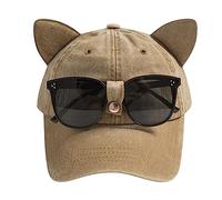 DACONGMING Baseballkappe für Herren Damen Schirmmütze mit Sonnenbrille Niedlich Visor Cap Mode Frauen Einheitsgröße Unisex Sonnencap mit Zwei Ohren (Khaki, One Size)