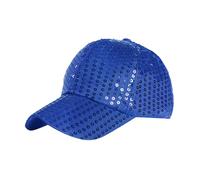 DACONGMING Glitzer Baseball Cap Glitzer Hut Karneval Kostüm Unisex Disco Outfit Pailletten Hut Accessoire Themenparty Lustige Kopfbedeckung Lustiger Hut (Blue, One Size)