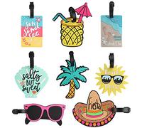 Dadabig 8 Stück Kofferanhänger, Gepäckanhänger aus PVC mit Namen- und Adressschild Identifikation Cute Strand Serie Reisegepäck Reise Urlaub Cartoon ID Tags Etiketten für Kinder Männer Frauen (8 Stile