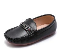 DADAWEN Kinder Jungen Mädchen Mokassin Weiches Kunstleder Slip-On Schuhe Schule Hochzeit Kirche Penny Loafer,Schwarz,36 EU