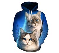 DaDuo Hoodie Herren Langarm 3D Kreative Katze Drucken Pullover Herren Komfortabel Popularität Paare Sweatshirt Lassig Loose Kapuzenpullover Herren Mit Taschen B-B13 XXL