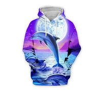 DaDuo Pullover Herren 3D Delfin Drucken Loose Trend Hoodie Herren Universität Mode Unisex Paare Sweatshirt Frühling Komfortabel Kapuzenpullover Herren YWS-12 3XL
