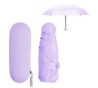 Daelesr Regenschirm Klein für Damen Herren Kinder, 6 Rippen Starker Regenschirme Kompakter mit Etui, Faltbarer Umbrella UV Schutz UPF50+ Winddicht Leicht, Taschenschirm Mini für Reise (Lila)