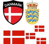 Dänemark Aufbügler Wappen Transferbügeln Zum Aufbügeln 6 Stück Kleidungsstücke T-Shirt Bügelmotiv - 6B