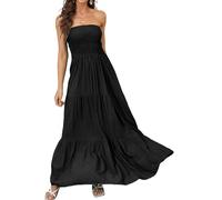 Daenery Damen Tr?gerloses Maxikleid Floral Off Shoulder Tube Top Casual Beach Party Langes Kleid