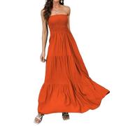Daenery Trägerloses Maxikleid für Damen, A-Linie, Schlauch-Top, rückenfrei, lässiges Sommerkleid, Karottenfarben, X-Groß