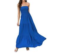 Daenery Trägerloses Maxikleid für Damen, A-Linie, Schlauch-Top, rückenfrei, lässiges Sommerkleid, Marineblau, Mittel