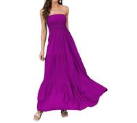 Daenery Trägerloses Maxikleid für Damen, A-Linie, Schlauch-Top, rückenfrei, lässiges Sommerkleid, Pfälz-Lila, Mittel
