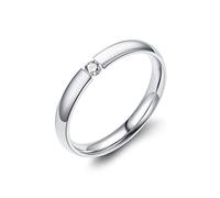 Daesar 1 Pcs Hochzeit Ring Edelstahl Ring für Damen Zirkonia Rund 3 MM Partnerringe Verlobung Ringe Silber/Schwarz/Gold/Rosegold