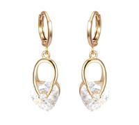 Daesar Damen Creolen Ohrringe Gold 585 Echtgold, Ohrhänger Herz Moissanit Ohrringe Hochzeit Braut Allergiefrei