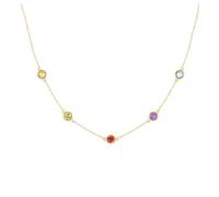 Daesar Damen Kette Gold 750 Echtgold, Collier Kette mit Garnet Citrin Amethyst Topas Peridot Halskette Gold 45CM für Frauen