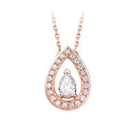 Daesar Damen Kette Rotgold 585 Echtgold, Charm Anhänger Tropfen mit 0.3ct Diamant Halskette Rosegold 45CM für Frauen