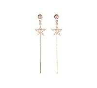 Daesar Damen Ohrringe Hängend Rotgold 750 EchtRotgold, Ohrhänger Lange Quasten Stern und mit 0.11ct Diamant Hochzeit Ohrringe Frauen Nickelfrei