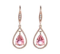 Daesar Damen Ohrringe Rotgold 585 EchtRotgold, Ohrhänger Tropfen mit Rosa Turmalin 1.27ct und Diamant Ohrringe Hochzeit Braut Allergiefrei
