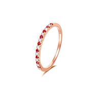 Daesar Damen Ring Rotgold 585, Verlobungsringe Schmal mit Rubin 0.12ct und Diamant 0.1ct Bandring Eheringe Jahrestag Hochzeit Ringe Frauen Gr.62 (19.7)