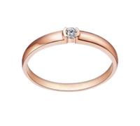Daesar Diamant Ring Damen, Eheringe Rotgold 750 2MM Solitär mit Diamant 0.05ct Verlobungsring Hochzeit Ringe Frauen Größe 55 (17.5)