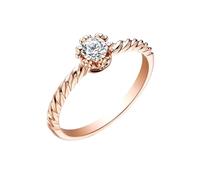 Daesar Diamant Ring Damen, Eheringe Rotgold 750 Solitär mit Diamant 0.2ct Verlobungsring Hochzeit Ringe Frauen Größe 50 (15.9)