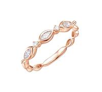 Daesar Diamant Ring Damen, Eheringe Rotgold 750 Unendlichkeit mit Diamant 0.26ct Verlobungsring Hochzeit Ringe Frauen Größe 49 (15.6)