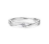 Daesar Diamant Ring Damen Weißgold 375, Trauringe Infinity mit 0.05ct Diamant Verlobungsringe Memoir Hochzeit Ringe Frauen Größe 49 (15.6)