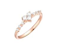 Daesar Diamant Ringe 585 Rotgold Damen, Verlobungsring Herz mit Diamant 0.21ct Eheringe Memoir Ringe Frauen Größe 49 (15.6)