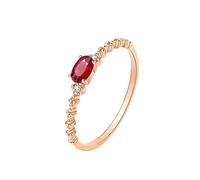 Daesar Ehering Damen Einzeln Rotgold 375, Verlobung Ring Frauen Schmal mit Oval Rubin 0.3ct und Diamant 0.02ct Trauringe Hochzeitsringe Gr.63 (20.1)