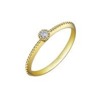 Daesar Ehering Gold 750 Damen Einzeln, Hochzeit Ringe Frauen Solitär mit Diamant 0.1ct Jahrestag Verlobung Ringe Größe 62 (19.7)