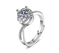 Daesar Ehering Weißgold 585 Damen Einzeln, Hochzeit Ringe Frauen Infinity mit 6.5MM Erstellten Diamant 1ct Verlobung Ringe Nickelfrei Gr.58 (18.5)