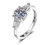 Daesar Eheringe 375er Weißgold, Damen Ringe 3 Steine mit Erstellten Diamant Ringe Verlobung und Hochzeit Trauringe Nickelfrei Größe 61 (19.4)