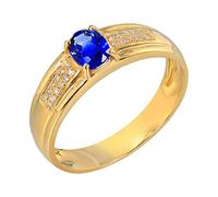 Daesar Eheringe 585er Gold, Damen Ringe mit 0.6ct Oval Saphir Bandring Verlobung Jahrestag Ringe Trauringe Nickelfrei Große 53 (16.9)