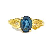 Daesar Eheringe 585er Gold, Damen Ringe Vintage Blume mit Oval Topas und Diamant Trauringe Ringe Verlobung und Hochzeit Gr.65 (20.7)