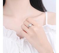 Daesar Eheringe 585er Weißgold, Damen Ringe Blume mit Erstellten Diamant 1ct Ringe Verlobung und Hochzeit Trauringe Nickelfrei Größe 61 (19.4)