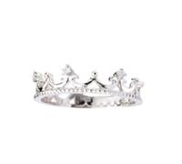 Daesar Eheringe 750 Weißgold Damen Einzeln, Hochzeit Ring Krone mit 0.03ct Diamant Trauringe Jahrestag Verlobung Ringe Frauen Gr.54 (17.2)