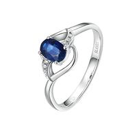 Daesar Eheringe Weißgold 750er Damen, Verlobung Ring Infinity mit Oval Saphir 0.8ct Eheringe Nickelfrei Weißgold mit Diamant