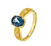 Daesar Frauen Ringe 585 Gold, Trauring Damen Einzeln Vintage Filigran mit Oval Topas und Diamant Verlobungsringe Jahrestag Hochzeit Ringe Größe 53 (16.9)