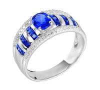 Daesar Frauen Ringe 750 Weißgold, Trauring Damen Einzeln mit 1.3ct Saphir Bandring Verlobungsringe Jahrestag Hochzeit Ringe Gr.55 (17.5)