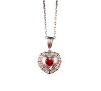 Daesar Halskette Damen 45CM mit Anhänger, Weißgold Kette Frauen Echt 585 Herz mit 0.5ct Rubin und Diamant Anhänger Halskette für Frauen Charms