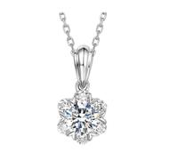 Daesar Halskette Damen 45CM mit Anhänger, Weißgold Kette Frauen Echt 585 Schneeflocke mit Diamant 0.3ct Anhänger Halskette für Frauen Charms