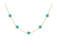Daesar Halskette Damen Gold 750 Echtgold, Collier Kette Türkis Halskette Gold 45CM für Charms
