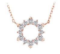 Daesar Halskette Damen Rotgold 750 Echtgold, Kette Anhänger Schneeflocke mit 0.24ct Diamant Halskette Rosegold 45CM für Charms