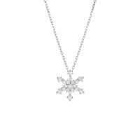 Daesar Halskette Damen Weißgold 585 Echtgold, Kette Anhänger Schneeflocke mit Diamant 0.26ct Halskette Weißgold 45CM für Charms
