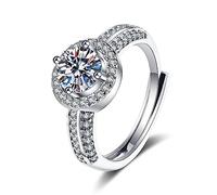 Daesar Hochzeitsringe Echt Weißgold 375, Damen Ring mit Erstellten Diamant Verlobungsringe Trauringe für Frauen Größe 55 (17.5)