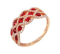 Daesar Hochzeitsringe Rotgold 375, Damen Ring Infinity mit 0.7ct Rubin Verlobungsringe Trauringe für Frauen Große 62 (19.7)