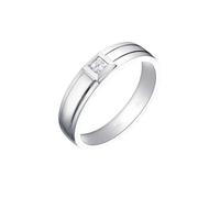 Daesar Hochzeitsringe Weißgold 585, Herren Ring 5.3MM mit Diamant 0.15ct Bandring Verlobungsringe Trauringe für Männer Größe 57 (18.1)