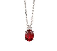 Daesar Kette Damen Platin 950, Halskette mit Anhänger 1.85ct Rubin und Diamant Kette Weißgold 45CM Wasserfest