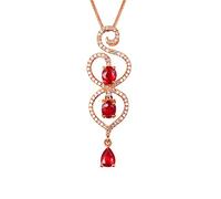 Daesar Kette Gold 375 Damen 45CM mit Anhänger, Halskette Infinity mit 1.2ct Rubin und Diamant Anhänger Kette für Frauen Echtschmuck