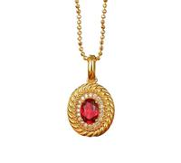 Daesar Kette Gold Damen 750 Echtgold, Halskette Anhänger Vintage mit 1.2ct Rubin und Diamant Kette Gold 45CM Wasserfest