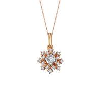 Daesar Kette Rotgold 375 Damen 45CM mit Anhänger, Halskette Schneeflocke mit Diamant 0.19ct Anhänger Kette für Frauen Echtschmuck