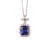 Daesar Kette Weißgold 375 Damen 45CM mit Anhänger, Halskette Kreuz mit 4.35ct Saphir und Moissanit Anhänger Kette für Frauen Echtschmuck
